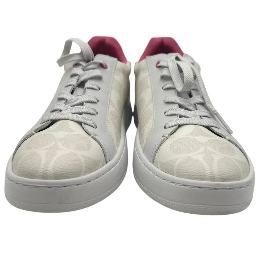 Coach Clip Signature PVC Low Top Sneakers White Petunia Pink Canvas 8.5 Designer